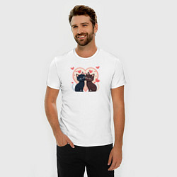 Футболка slim-fit Влюблённые котик и кошечка, цвет: белый — фото 2