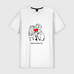 Мужская slim-футболка Сердце друг другу-happy valentines day