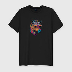 Футболка slim-fit Красочная зебра, цвет: черный