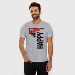 Футболка slim-fit Будь happy, цвет: меланж — фото 2