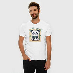 Футболка slim-fit Панда кушает бамбук, цвет: белый — фото 2