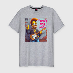 Футболка slim-fit Homer Simpson - punks not dead, цвет: меланж