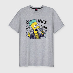 Футболка slim-fit Bart Simpson - punks not dead, цвет: меланж