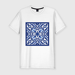 Футболка slim-fit Азулежу синий узор, цвет: белый