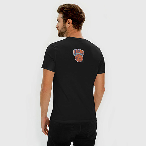 Мужская slim-футболка New York knicks suga glitch NBA / Черный – фото 4