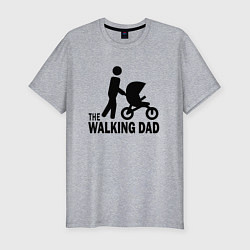 Мужская slim-футболка The walking dad with child