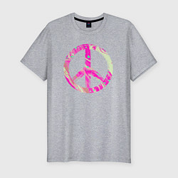 Футболка slim-fit Pink peace, цвет: меланж