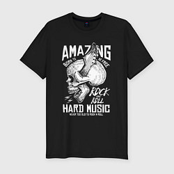 Футболка slim-fit Rock n roll skull, цвет: черный