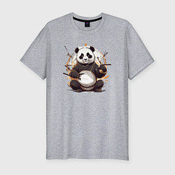 Футболка slim-fit Спокойствие панды, цвет: меланж