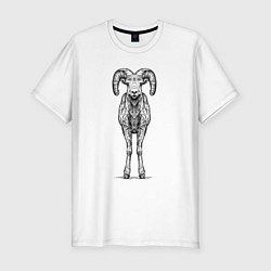 Футболка slim-fit Баран анфас, цвет: белый