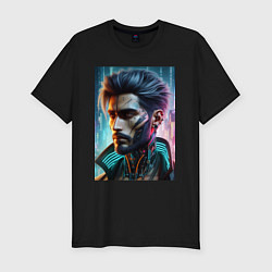 Футболка slim-fit Cyber dude - ai art, цвет: черный