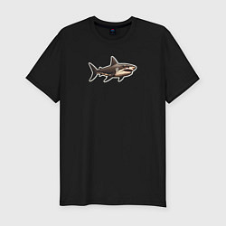 Футболка slim-fit Злая большая белая акула, цвет: черный