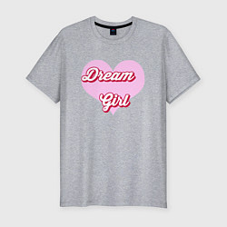 Футболка slim-fit Девушка-мечта в розовом сердце, цвет: меланж