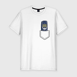 Футболка slim-fit Нокиа в кармашке стиль 2000 х, цвет: белый