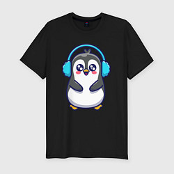 Футболка slim-fit Милый пингвинчик, цвет: черный