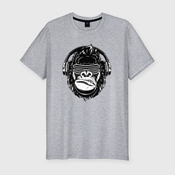 Футболка slim-fit Music gorilla, цвет: меланж