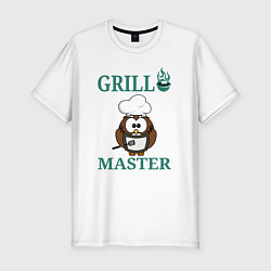 Футболка slim-fit Повар пингвин мастер гриля, цвет: белый