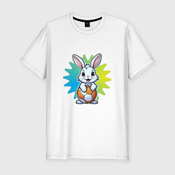 Футболка slim-fit Зайчик и мячик, цвет: белый
