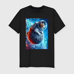 Футболка slim-fit Space cat - ai art, цвет: черный