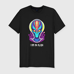 Футболка slim-fit I am an alien, цвет: черный