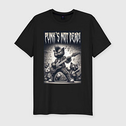 Футболка slim-fit Black kitten - punks not dead, цвет: черный