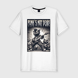 Футболка slim-fit Black kitten - punks not dead, цвет: белый