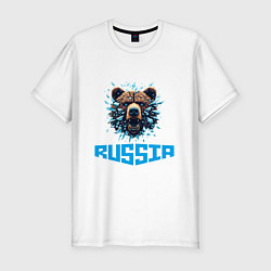 Футболка slim-fit Russian bear head, цвет: белый