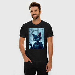 Футболка slim-fit Cybercat 2099 - ai art, цвет: черный — фото 2