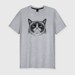 Мужская slim-футболка Grumpy cat мем