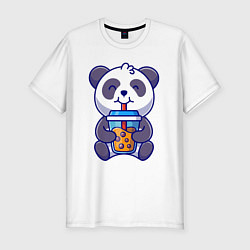 Футболка slim-fit Drinking panda, цвет: белый