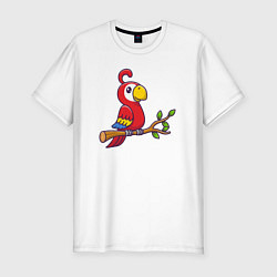 Футболка slim-fit Красный попугайчик, цвет: белый
