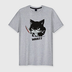 Футболка slim-fit What cat murderous, цвет: меланж