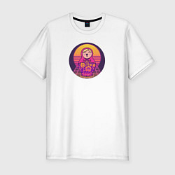 Футболка slim-fit Матрешка Retrowave, цвет: белый