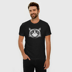 Футболка slim-fit Мем Grumpy cat, цвет: черный — фото 2