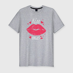 Футболка slim-fit Kiss me, цвет: меланж