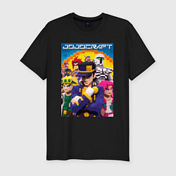 Футболка slim-fit Minecraft and Jojo collaboration - ai art, цвет: черный