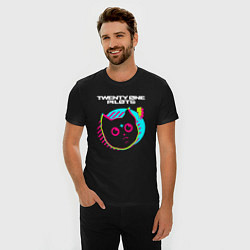 Футболка slim-fit Twenty One Pilots rock star cat, цвет: черный — фото 2