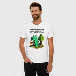 Футболка slim-fit Collaboration of Minecraft and beersaur - ai art, цвет: белый — фото 2