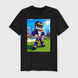 Футболка slim-fit Jotaro Kujo and Minecraft - collaboration, цвет: черный