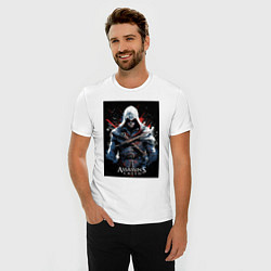 Футболка slim-fit Assassins creed огненный фон, цвет: белый — фото 2