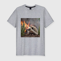 Футболка slim-fit Ёжик в огне, цвет: меланж