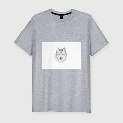Мужская slim-футболка Нарисованный волк зубами щёлк