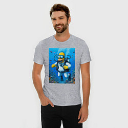 Футболка slim-fit Homer diving - ai art, цвет: меланж — фото 2