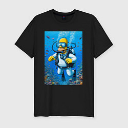 Футболка slim-fit Homer diving - ai art, цвет: черный