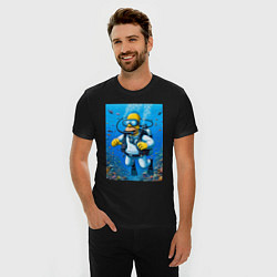Футболка slim-fit Homer diving - ai art, цвет: черный — фото 2