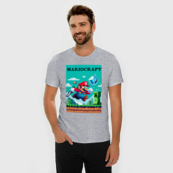 Футболка slim-fit Mario and Minecraft - collaboration pixel art, цвет: меланж — фото 2