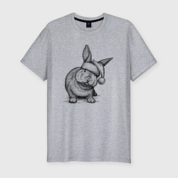 Футболка slim-fit Новогодний заяц, цвет: меланж