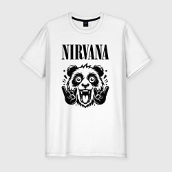 Футболка slim-fit Nirvana - rock panda, цвет: белый