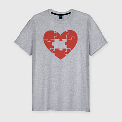 Футболка slim-fit Puzzle heart, цвет: меланж