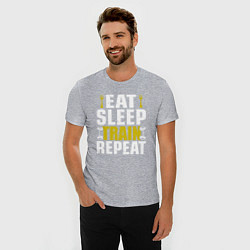 Футболка slim-fit Eat sleep train, цвет: меланж — фото 2